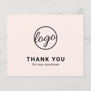 Tarjeta de agradecimiento rosa personalizada con l