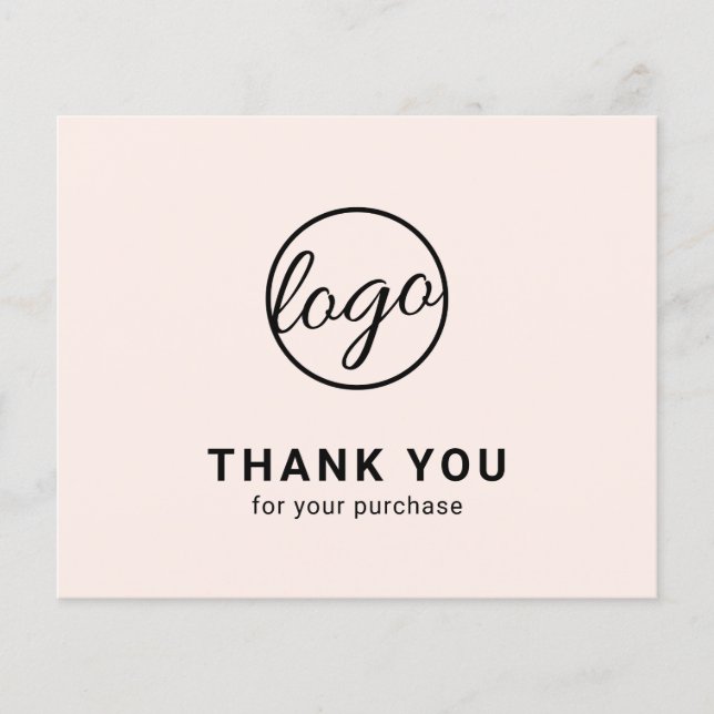 Tarjeta de agradecimiento rosa personalizada con l (Anverso)