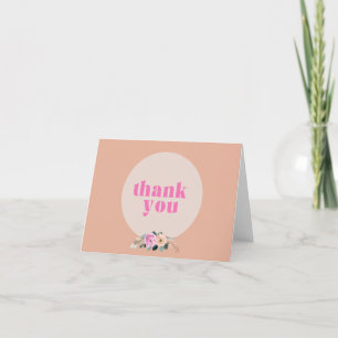 Tarjeta De Agradecimiento Rosa polvorienta floral "hola cuarenta" retro