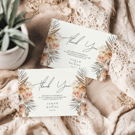 Tarjeta De Agradecimiento Rosa Polvoriento Boda de guirnaldas florales