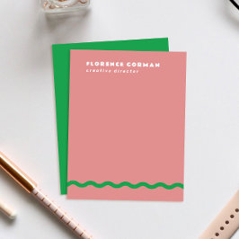 Tarjeta De Agradecimiento Rosa polvoriento y marco ondulado verde personal