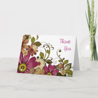 Tarjeta De Agradecimiento Rosa Profunda Floral Gracias