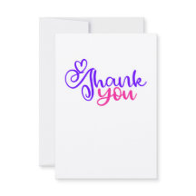 Tarjeta de agradecimiento rosa/púrpura en papel Kr