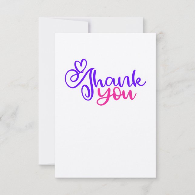 Tarjeta de agradecimiento rosa/púrpura en papel Kr (Anverso)