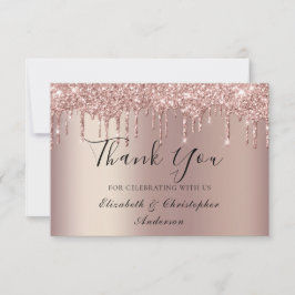 Tarjeta De Agradecimiento Rosa Purpurina de goteo de oro Boda Gracias Tarjet