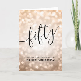 Tarjeta De Agradecimiento Rosa Purpurina de oro ilumina 50 cumpleaños Gracia
