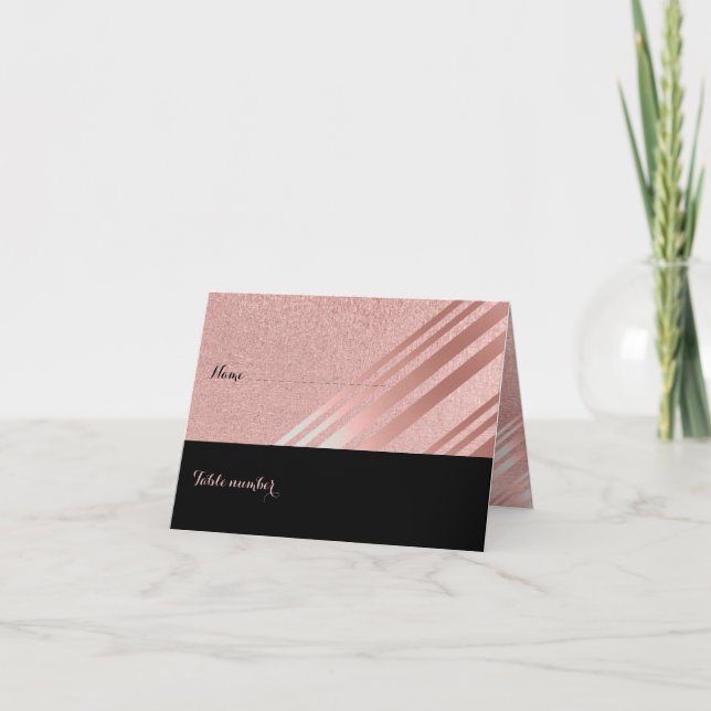 Tarjeta De Agradecimiento Rosa Relieve metalizado Purpurina negro  Aspecto B (Anverso)