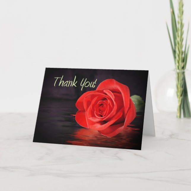 Tarjeta De Agradecimiento Rosa Roja Gracias (Anverso)