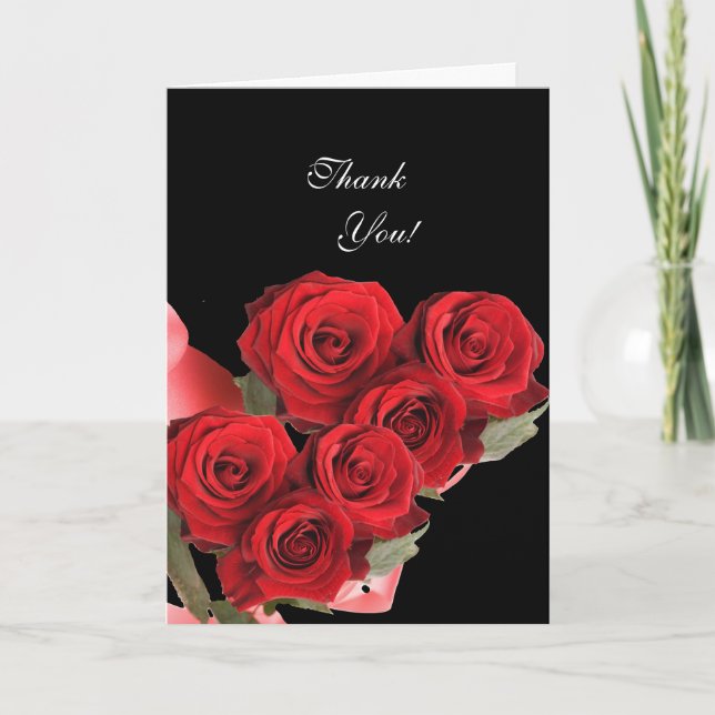Tarjeta de agradecimiento rosa roja negra (Anverso)