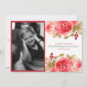 Tarjeta De Agradecimiento Rosa rojo elegante floral en entierro cariñoso de