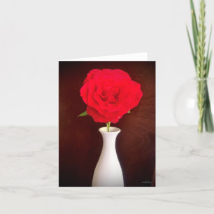 Tarjeta De Agradecimiento rosa rojo en jarrón, vista completa