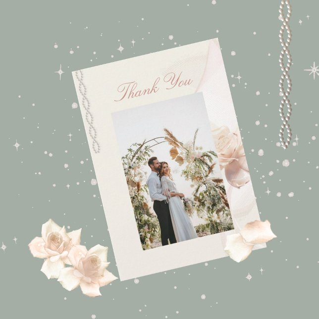 Tarjeta De Agradecimiento Rosa romántico Boda Gracias Cartas (Subido por el creador)