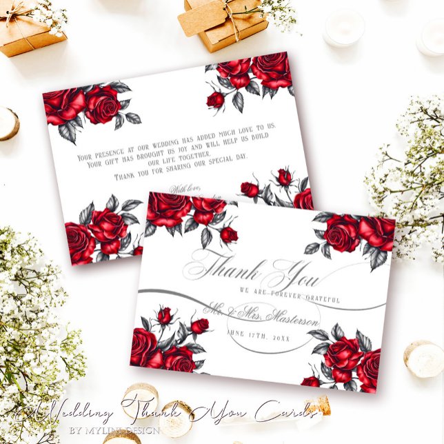 Tarjeta De Agradecimiento Rosa Romántico Sencillo Boda Floral (Subido por el creador)