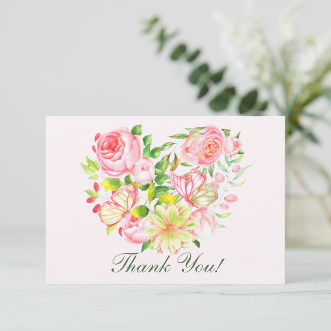 Tarjeta De Agradecimiento Rosa Rosa Cariño Gracias Cartas (Anverso de pie)