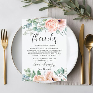 Tarjeta De Agradecimiento Rosa Rosa Chic Floral Boda QR Compartir Foto