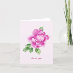 Tarjeta De Agradecimiento Rosa rosa de color de agua femenina