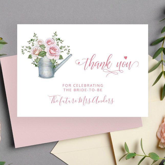 Tarjeta De Agradecimiento Rosa rosa elegante ducha de novia gracias (Subido por el creador)