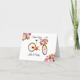 Tarjeta De Agradecimiento Rosa Rosa En Bicicleta