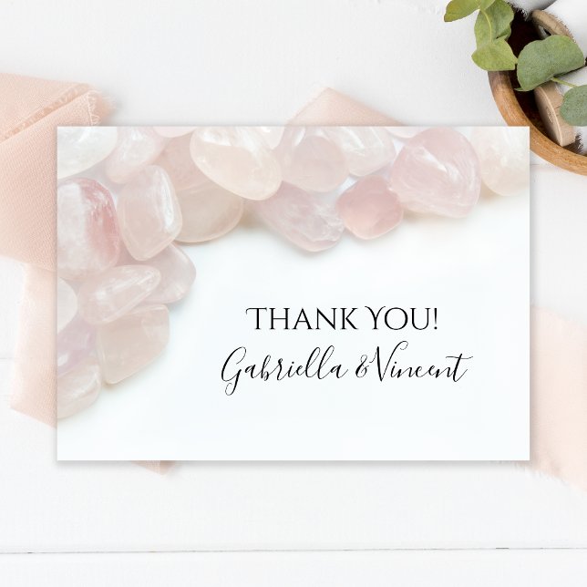 Tarjeta De Agradecimiento Rosa Rosa Quartz en Boda blanco gracias (Subido por el creador)