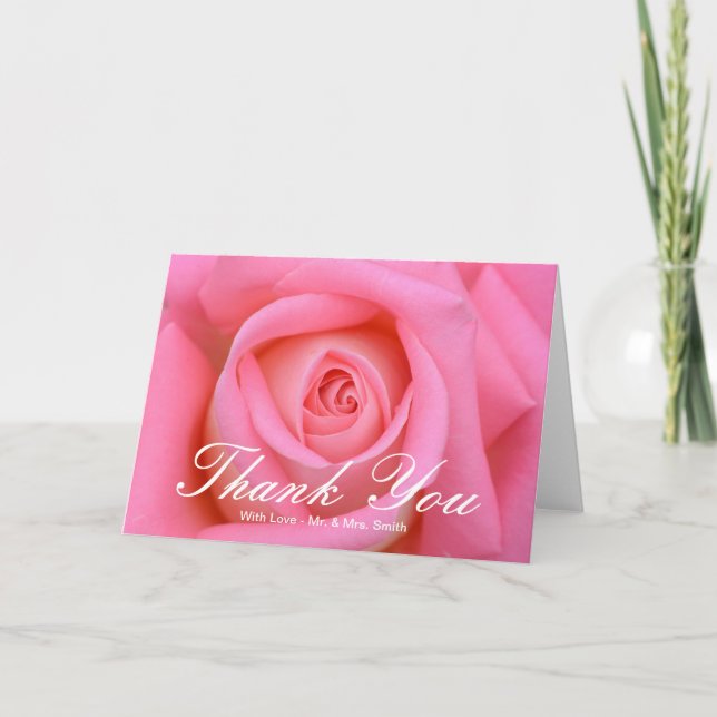 Tarjeta De Agradecimiento Rosa Rosa Rosa Gracias (Anverso)