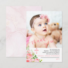 Tarjeta De Agradecimiento Rosa Rosa Rosa Rosada Bloza Bautismo Foto Gracias