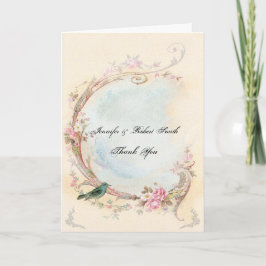 Tarjeta De Agradecimiento Rosa rosa rosa vintage y Robin Boda Gracias