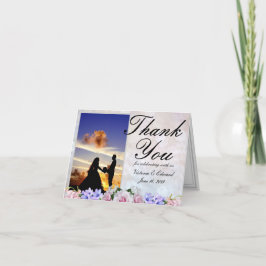 Tarjeta De Agradecimiento Rosa rosa | Silver Bokeh Gracias Boda