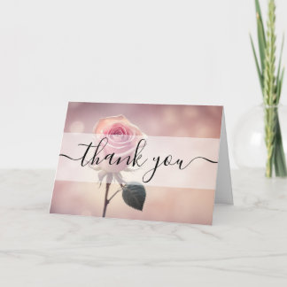 Tarjeta De Agradecimiento Rosa Rosa Única Personalizada Gracias