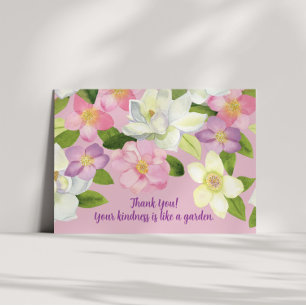 Tarjeta De Agradecimiento Rosa rosa y acuarela blanca Magnolia