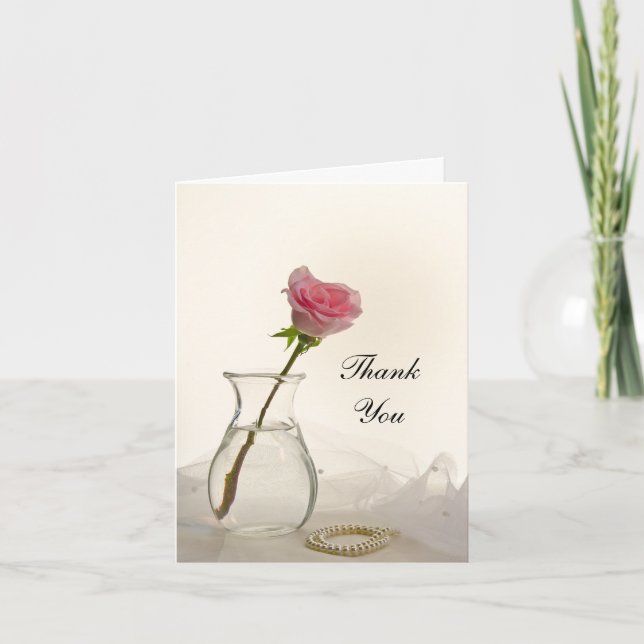 Tarjeta De Agradecimiento Rosa rosa y dama de honor de Pearls gracias (Anverso)