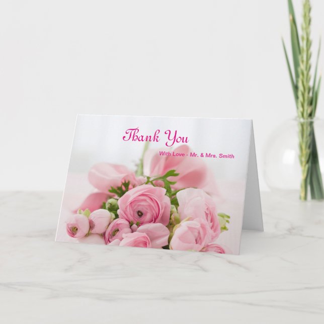 Tarjeta De Agradecimiento Rosa Rosas Bouquet Gracias (Anverso)