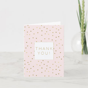 Tarjeta De Agradecimiento Rosa Rubor Gold Sparkle Confetti Elegante gracias