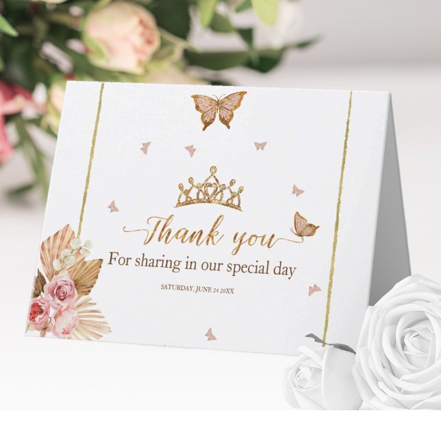 Tarjeta De Agradecimiento Rosa Rubor Gown Quinceanera (Subido por el creador)