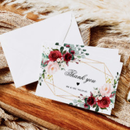 Tarjeta De Agradecimiento Rosa Rubor Rosa y Borgoña