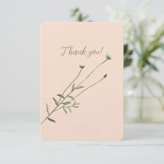 Tarjeta De Agradecimiento Rosa Rubor y una única margarita (Anverso de pie)