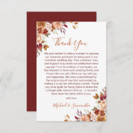 Tarjeta De Agradecimiento Rosa Rústica y Crisantemo Boda de Otoño