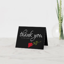 Tarjeta De Agradecimiento Rosa sangriento elegante foto de Boda gótico negro