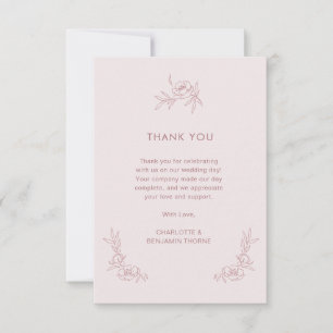 Tarjeta de agradecimiento rosa simple