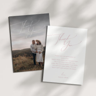Tarjeta De Agradecimiento Rosa simple de foto vertical Baby Shower