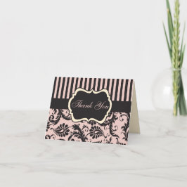 Tarjeta de agradecimiento rosa sonrojado, crema, d