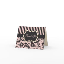 Tarjeta de agradecimiento rosa sonrojo, crema, dam