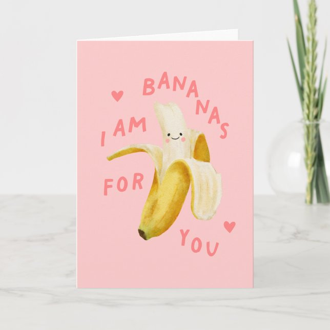 Tarjeta De Agradecimiento Rosa Soy Bananas Para Ti (Anverso)