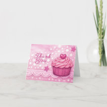 Tarjeta de agradecimiento rosa - Tema de Cupcake d