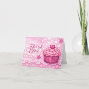 Tarjeta de agradecimiento rosa - Tema de Cupcake d