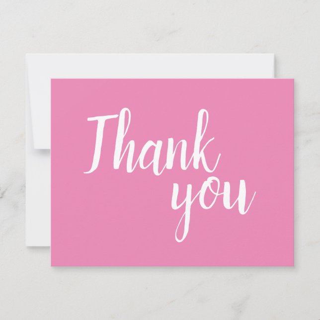 Tarjeta de agradecimiento rosa tipografía moderna  (Anverso)