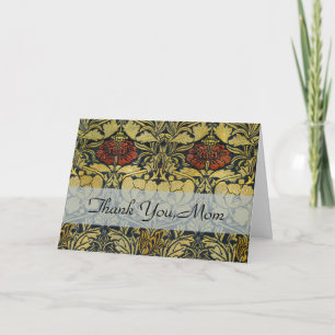 Tarjeta De Agradecimiento Rosa Tulipán Dorado William Morris Papel Pintado V