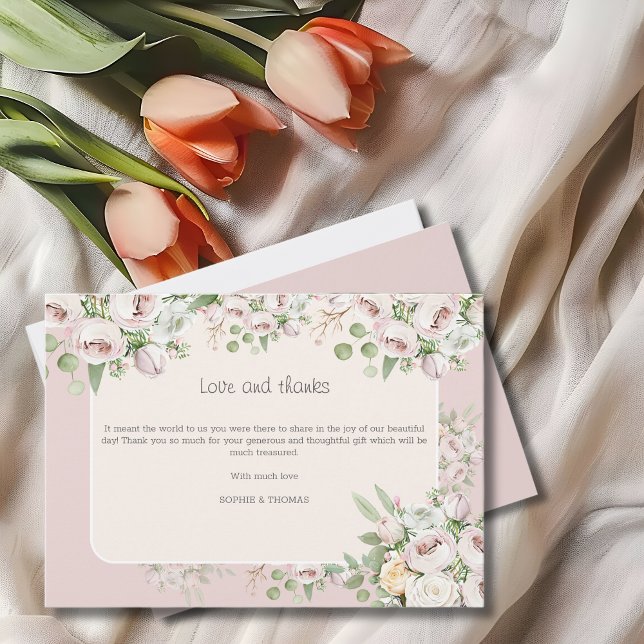 Tarjeta De Agradecimiento Rosa turbio boda de acuarela floral (Subido por el creador)