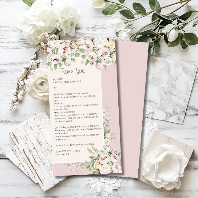 Tarjeta De Agradecimiento Rosa turbio boda de acuarela floral (Subido por el creador)