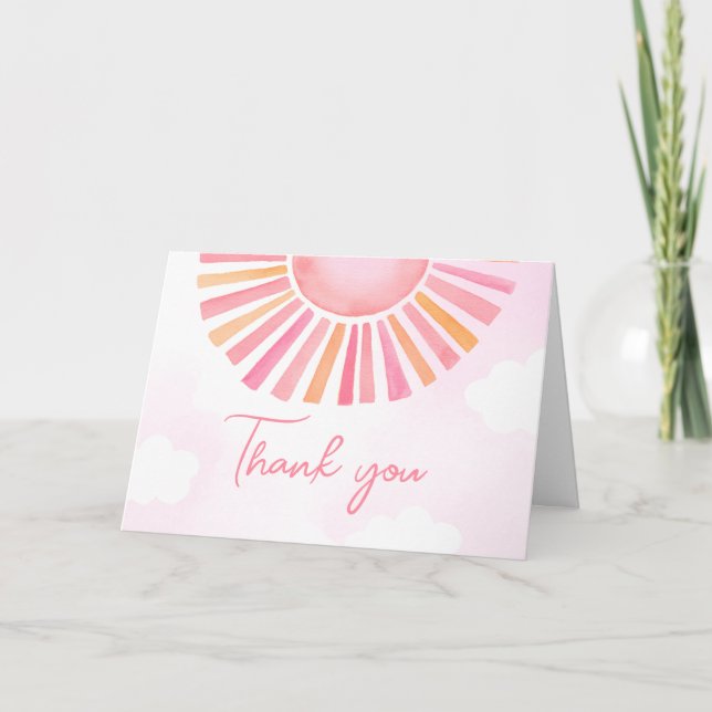 Tarjeta De Agradecimiento Rosa Un pequeño rayo de luz solar Baby Shower (Anverso)