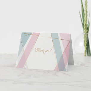 Tarjeta De Agradecimiento Rosa Verde azulado de bandas geométricas modernas 